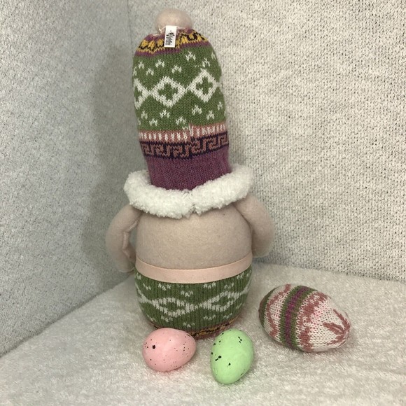 Handmade Multicolored Plush Easter Egg Gnome & Eggs Home Decor Egg Gnome - Picture 3 of 6